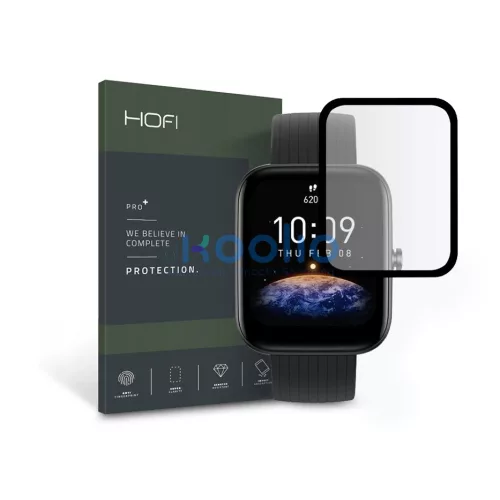 HOFI Hybrid Pro+ Glass üvegfólia - Amazfit Bip 3/Bip 3 Pro - fekete