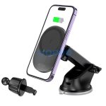 Tech-Protect MM15W-V1 Qi vezeték nélküli autós tartó/gyorstöltő szellőzőrácsba/műszerfalra - fekete