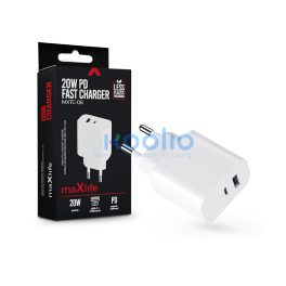   Maxlife MXTC-06 PD+QC 20W hálózati gyorstöltő adapter USB + Type-C - fehér