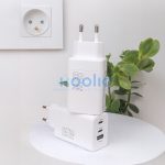 Maxlife MXTC-08-65ACC PD+QC 65W hálózati gyorstöltő adapter 2xType-C + USB - fehér