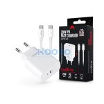 Maxlife MXTC-06 PD+QC 20W hálózati gyorstöltő adapter Type-C + Type-C/Type-C kábel - fehér