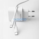 Maxlife MXTC-06 PD+QC 20W hálózati gyorstöltő adapter USB + Type-C + Type-C/Type-C kábel - fehér
