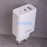 Maxlife MXTC-06 PD+QC 20W hálózati gyorstöltő adapter Type-C + USB - fehér