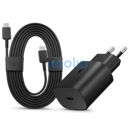   Samsung EP-TA800EBE gyári gyorstöltő adapter 25W + EP-DA767JBE Type-C/Type-C 1,8m - fekete - ECO