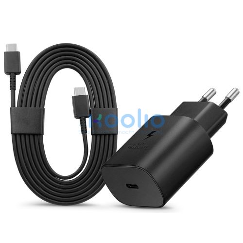Samsung EP-TA800EBE gyári gyorstöltő adapter 25W + EP-DA767JBE Type-C/Type-C 1,8m - fekete - ECO