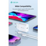 Devia Smart Series 30W GaN PD+QC hálózati gyorstöltő adapter + Type-C/Lightning kábel - fehér