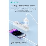 Devia Smart Series 30W GaN PD+QC hálózati gyorstöltő adapter + Type-C/Lightning kábel - fehér