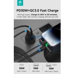 Devia Smart Series Mini 30W PD+QC USB+Type-C autós töltő adapter - fehér