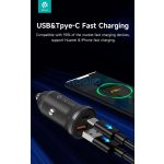 Devia Smart Series Mini 30W PD+QC USB+Type-C autós töltő adapter - fehér