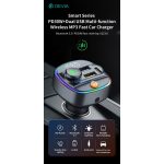 Devia Smart Series Bluetooth FM-transmitter/autós gyorstöltő 30W PD+QC 2xUSB/AUX/MP3 - fekete