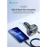 Devia Smart Series Bluetooth FM-transmitter/autós gyorstöltő 30W PD+QC 2xUSB/AUX/MP3 - fekete