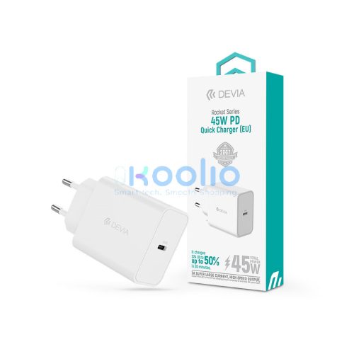 Devia Rocket Series 45W PD hálózati gyorstöltő adapter Type-C - fehér