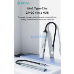 Devia Lite1 4 in 1 Hub - USB-C 3.1 - USB 3.0/USB 2.0/2xType-C elosztó/adapter - szürke