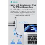 Devia Lite1 4 in 1 Hub - USB-C 3.1 - USB 3.0/USB 2.0/2xType-C elosztó/adapter - szürke