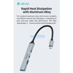 Devia Lite1 4 in 1 Hub - USB-C 3.1 - USB 3.0/USB 2.0/2xType-C elosztó/adapter - szürke