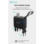 Devia Global 45W PD+QC hálózati gyorstöltő utazó adapter (CN/JP/US/EU/UK/AU) - fekete