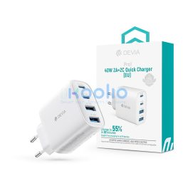   Devia Pro1 40W GaN QC 2xUSB + 2xType-C hálózati gyorstöltő adapter - fehér