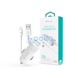   Devia Smart Series 15W 2xUSB autós töltő adapter + USB - Lightning kábel 1 m - fehér