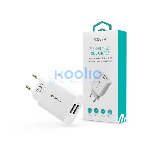 Devia Smart Series 2 12W 2xUSB hálózati töltő adapter - fehér