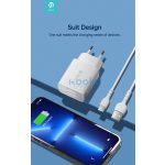 Devia Smart Series 12W 2xUSB hálózati töltő adapter + Lightning/USB kábel 1m - fehér
