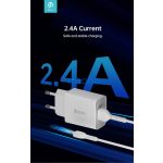Devia Smart Series 12W 2xUSB hálózati töltő adapter + Lightning/USB kábel 1m - fehér