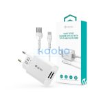 Devia Smart Series 12W 2xUSB hálózati töltő adapter + USB/Type-C kábel 1m - fehér