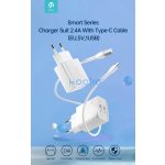 Devia Smart Series 12W 2xUSB hálózati töltő adapter + USB/Type-C kábel 1m - fehér