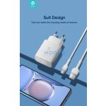 Devia Smart Series 12W 2xUSB hálózati töltő adapter + USB/Type-C kábel 1m - fehér