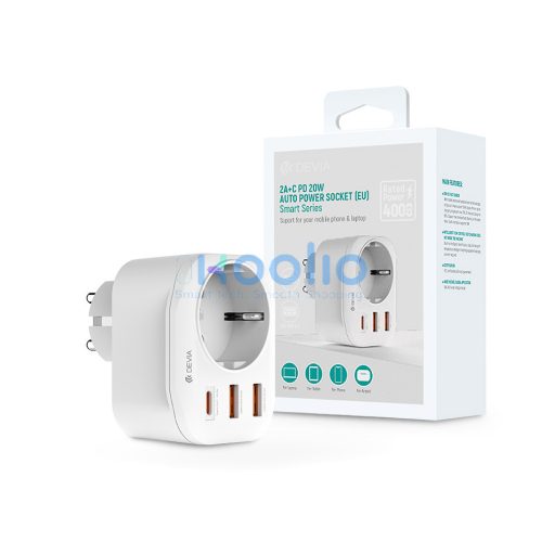 Devia Smart Series 20W PD hálózati csatlakozóaljzat 2xUSB/Type-C - fehér
