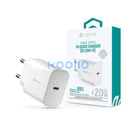   Devia Smart Series V2 20W PD hálózati gyorstöltő adapter Type-C - fehér