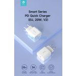 Devia Smart Series V2 20W PD hálózati gyorstöltő adapter Type-C - fehér