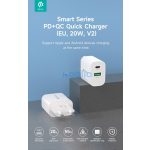 Devia Smart Series 20W PD+QC hálózati gyorstöltő adapter V2 Type-C/USB - fehér