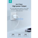 Devia Smart Series 20W PD+QC hálózati gyorstöltő adapter V2 Type-C/USB - fehér