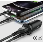 Devia Smart Series 30W PD+QC autós gyorstöltő adapter USB+Type-C - fekete