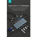 Devia Leopard 11in1 Hub - Type-C - 3xUSB/Type-C/PD/HDMI/VGA/RJ45/Card/Jack elosztó/adapter - szürke