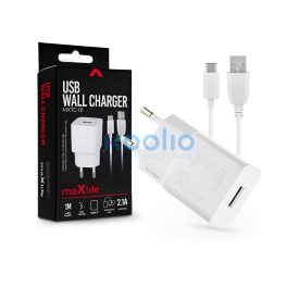   Maxlife MXTC-01 10W hálózati töltő adapter + USB/Type-C kábel 1m - fehér