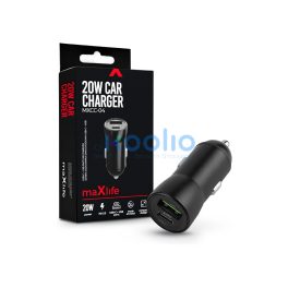   Maxlife MXCC-04 20W PD+QC autós gyorstöltő adapter USB+Type-C - fekete