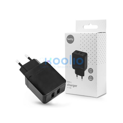 Setty 12W 2xUSB hálózati töltő adapter - fekete
