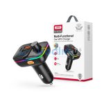 XO BCC09 Bluetooth FM-transmitter/gyorstöltő 25W PD 2xUSB/MP3/Pendrive lejátszás/RGB Light - fekete