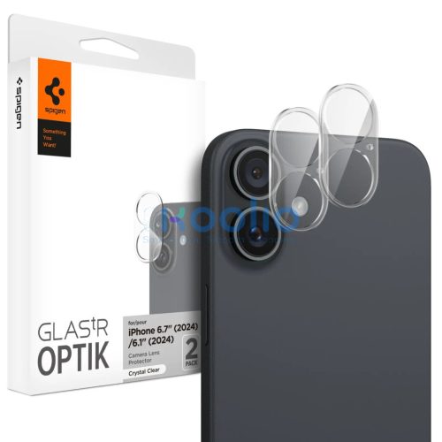 Spigen Glas.tR EZ Fit Optik Apple iPhone 16 Plus / 16 Tempered kameravédő fólia, Crystal Clear / átlátszó (2db)