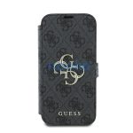 Guess 4G Metal Logo iPhone 16 Pro flip/oldalra nyíló tok, fekete GUBKP16L4GMGGR