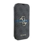Guess 4G Metal Logo iPhone 16 Pro flip/oldalra nyíló tok, fekete GUBKP16L4GMGGR