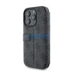 Guess 4G Metal Logo iPhone 16 Pro flip/oldalra nyíló tok, fekete GUBKP16L4GMGGR