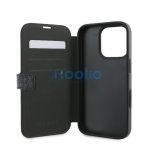 Guess 4G Metal Logo iPhone 16 Pro flip/oldalra nyíló tok, fekete GUBKP16L4GMGGR