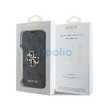 Guess 4G Metal Logo iPhone 16 Pro flip/oldalra nyíló tok, fekete GUBKP16L4GMGGR