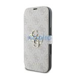 Guess 4G Metal Logo iPhone 16 Pro Max flip/oldalra nyíló tok, rózsaszín GUBKP16X4GMGPI