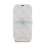 Guess 4G Metal Logo iPhone 16 Pro Max flip/oldalra nyíló tok, rózsaszín GUBKP16X4GMGPI