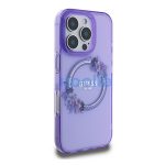 Guess IML Flowers Wreath iPhone 16 Pro MagSafe kemény hátlap tok, lila GUHMP16LHFWFCU