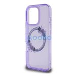 Guess IML Flowers Wreath iPhone 16 Pro MagSafe kemény hátlap tok, lila GUHMP16LHFWFCU