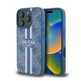   Guess 4G Printed Stripes iPhone 16 Pro MagSafe kemény hátlap tok, kék GUHMP16LP4RPSB